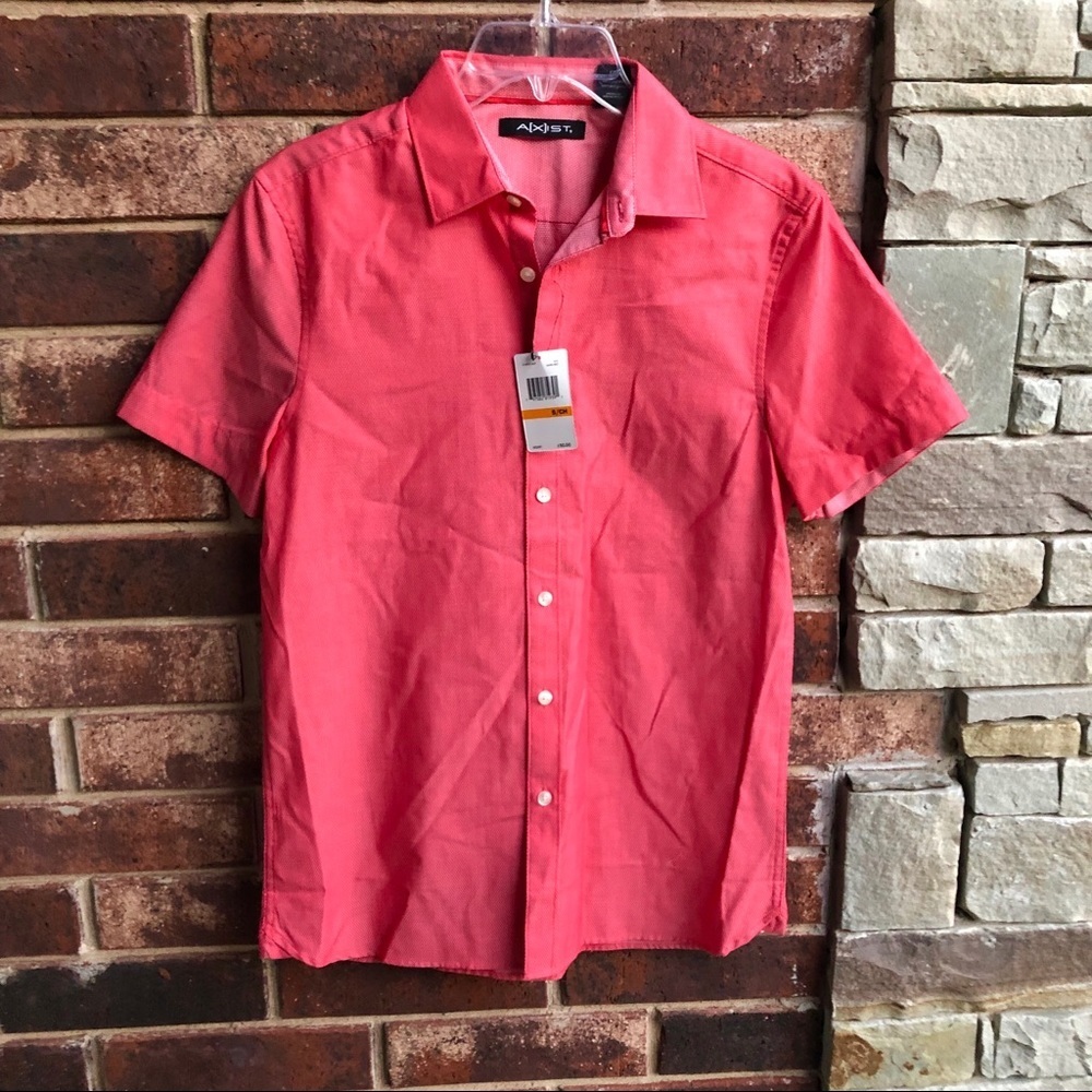 NWT Axist Light Red S/S Button Shirt Men Sm